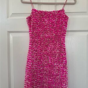 Pink Sequin Mini Dress